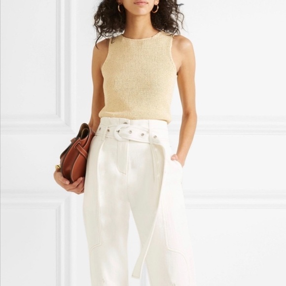 Theory Top Sleeveless Shell Merletto Tank Scoop Knit Fisherman Casual Chic Large - Picture 10 of 10